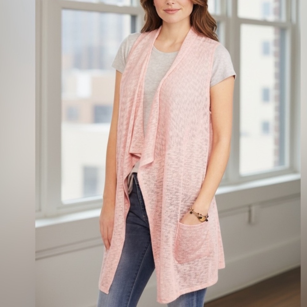 NEW• Zen Bohemian Carrie Cascading Vest With Pockets & Crochet Back •M-1X